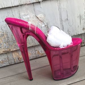 NIB Hot Pink and Clear Pleaser Platform Sandal